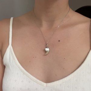 Vintage Silver Jaguar Tooth Necklace